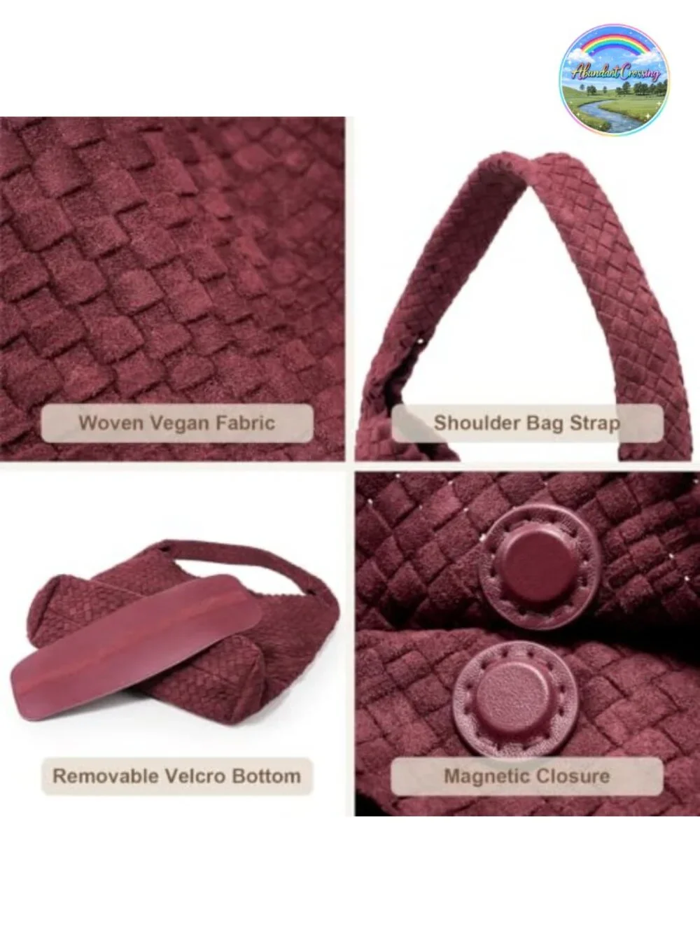 Woven Leather Tote Bag for Women Large Handbag with Clutch